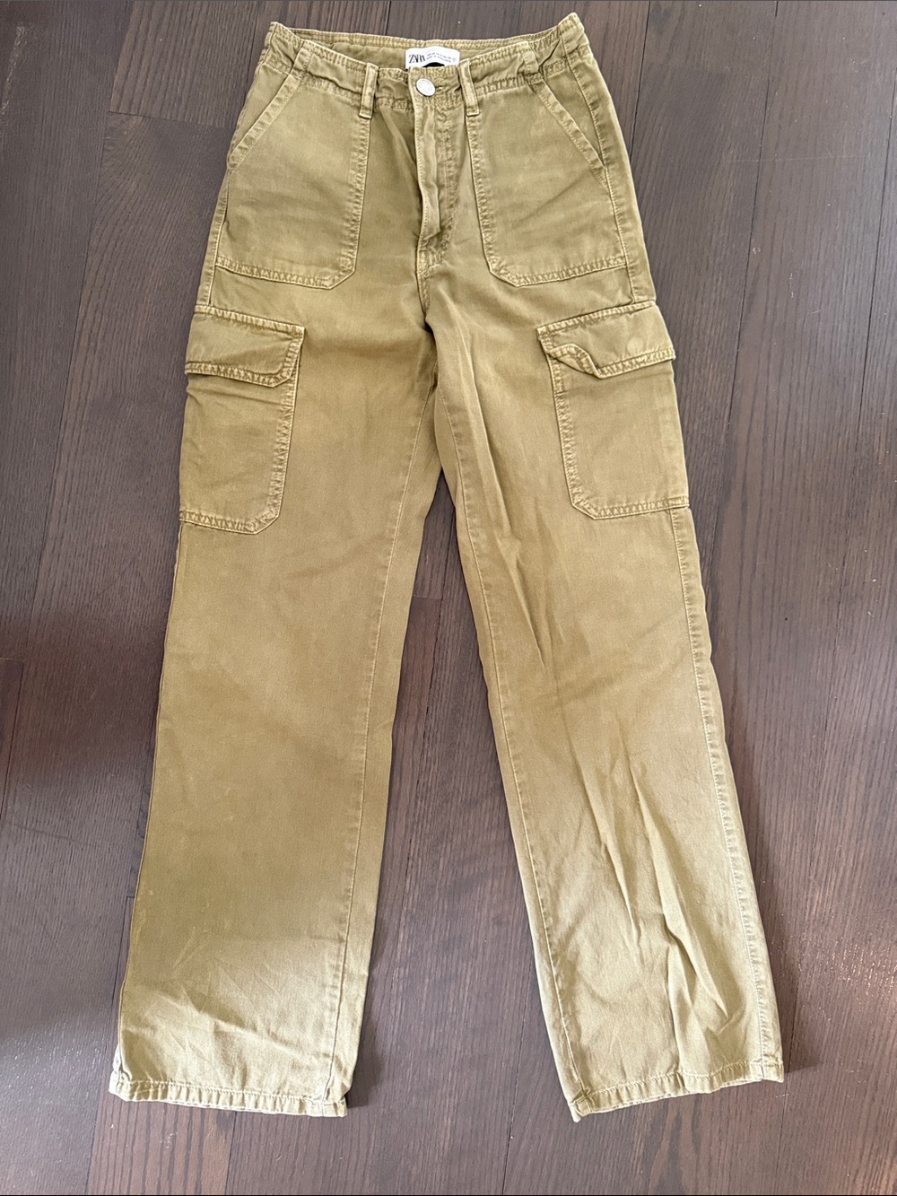 Zara Mustard Straight-Leg Cargo Pants